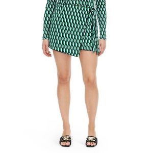 NWT Women's Side Wrap Arrow Geo Green Mini Skort - DVF for Target